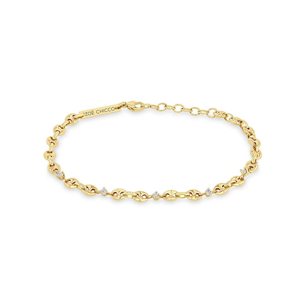 5 Diamond Puffed Mariner Chain Bracelet - 1