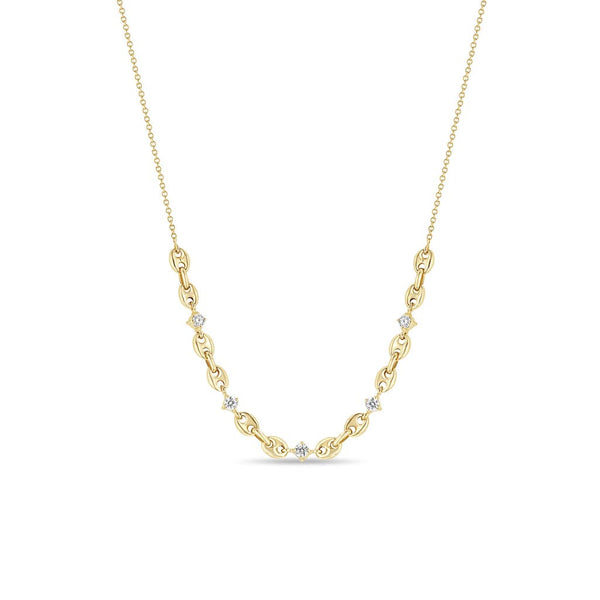 5 Diamond Puffed Mariner Station Necklace - 1