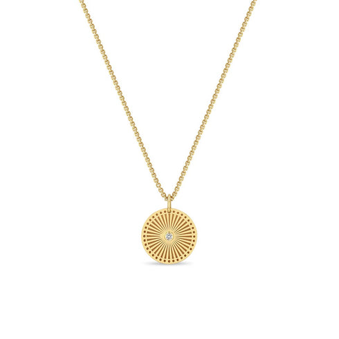 Small Sunbeam Medallion Box Chain Pendant - 1