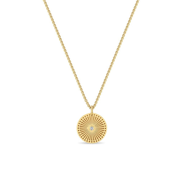 Small Sunbeam Medallion Box Chain Pendant - 1