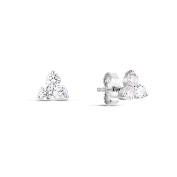 Classic Diamond 3 Stone Cluster Studs - 1