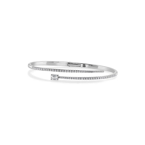Emerald-Cut Diamond Cross Over Bangle - 1