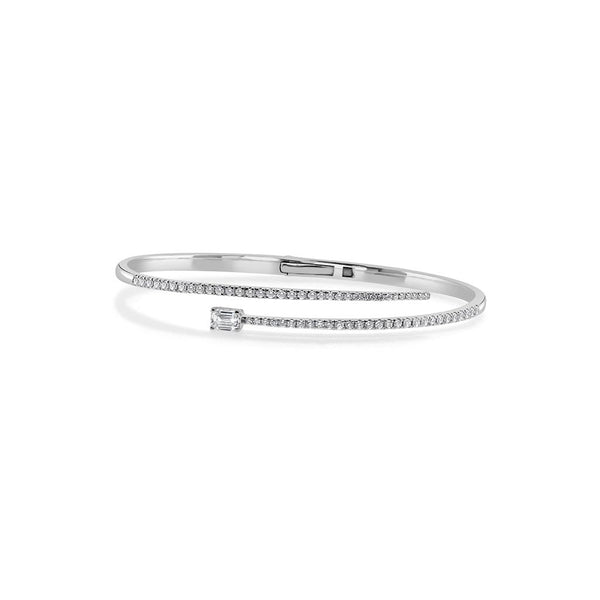 Emerald-Cut Diamond Cross Over Bangle - 1