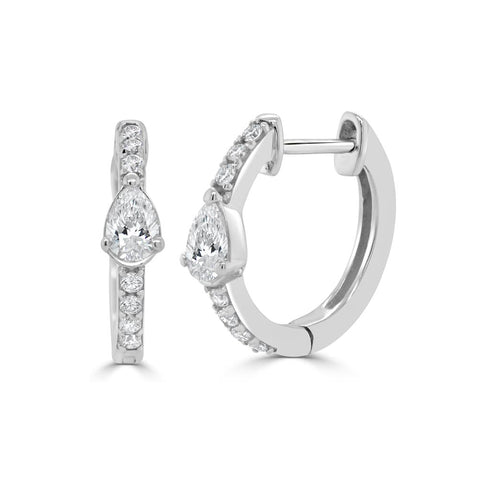 Pear-Shape Diamond Huggie Earrings - 1