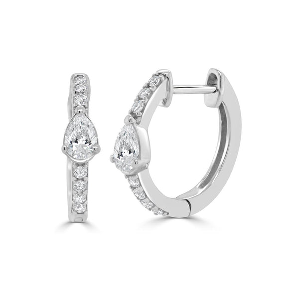 Pear-Shape Diamond Huggie Earrings - 1