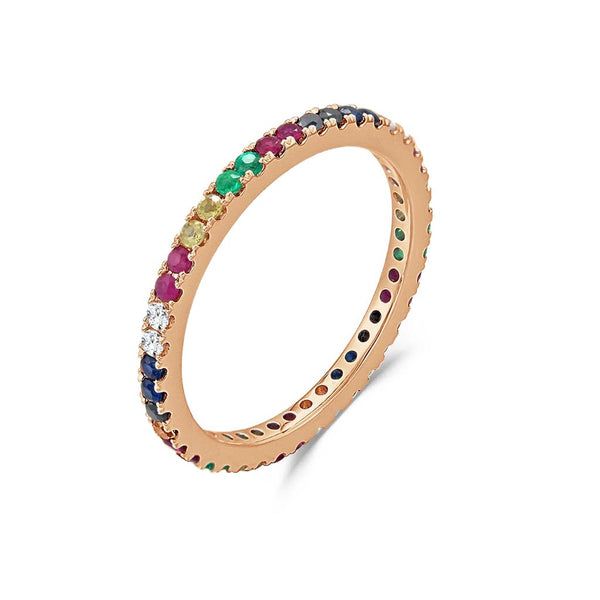 Rainbow Sapphire And Diamond Eternity Ring - 1