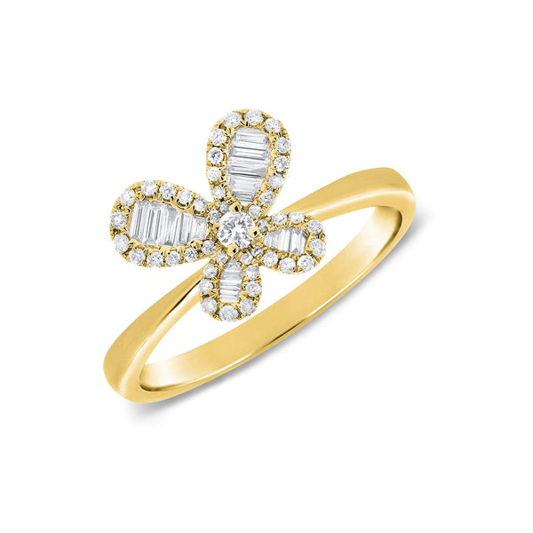 Baguette Diamond Butterfly Ring - 1
