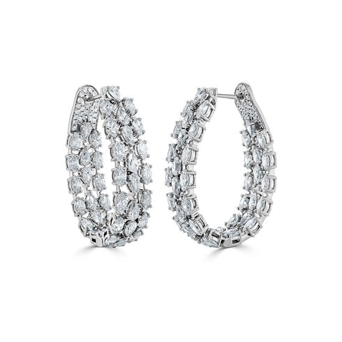 Fancy Shape Diamond Hoop Earrings - 1