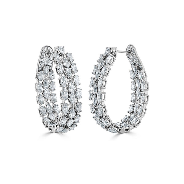 Fancy Shape Diamond Hoop Earrings - 1