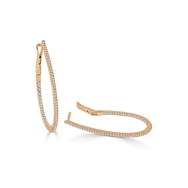 Diamond Skinny Hoop 1.25 Earrings - 1