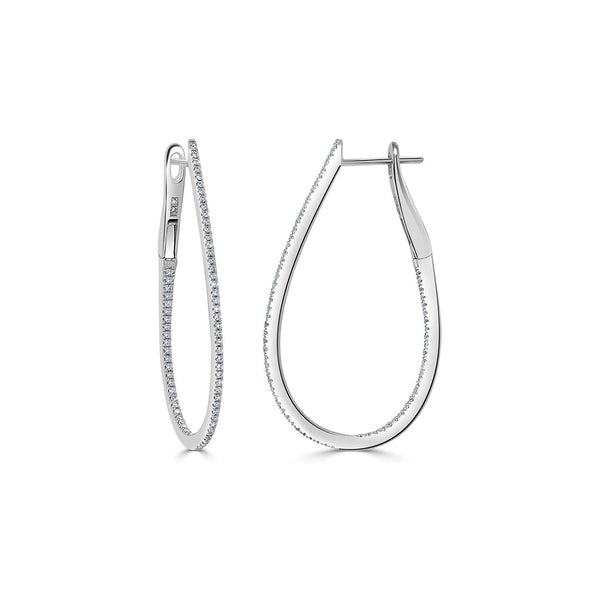 Diamond Skinny Hoop 1-1/2 Earrings - 1