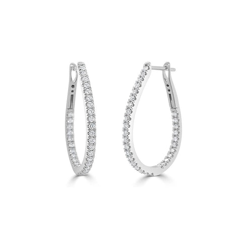 Diamond Pear-Shaped Hoop Earrings - 1