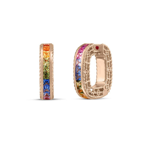 Princess Multi Sapphire Square Hoop Earrings - 1