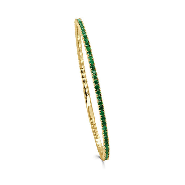 Green Emerald Flexible Bangle - 1