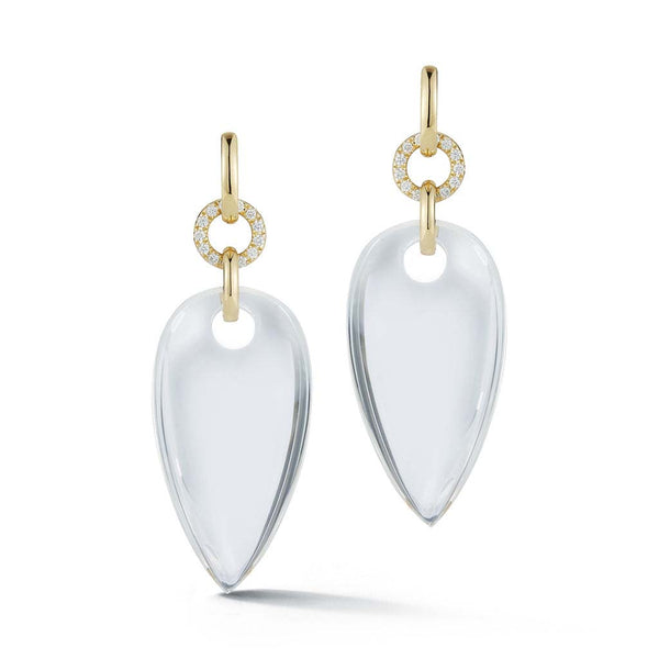 Bell Gold Diamond And Rock Crystal Pear Shape Earrings - 1