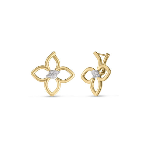 Gold Cialoma Small Diamond Flower Earrings - 1