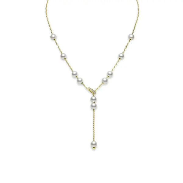 Pearls in Motion Akoya Cultured Pearl And Diamond Necklace - 1
