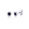 Halo Round Stud Diamond And Blue Sapphire Earrings - 1