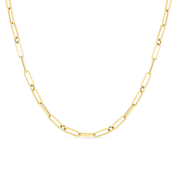 Designer Gold Paperclip & Round 19in Chain Necklace - 1