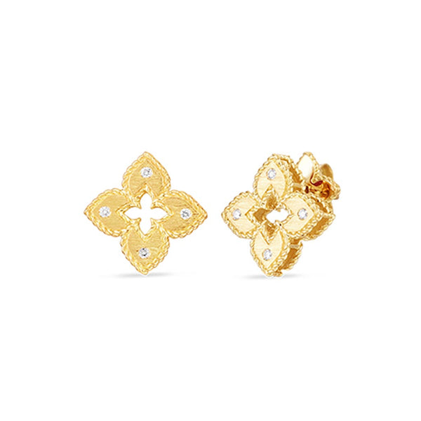 Venetian Princess Flower Stud Diamond Earrings - 1