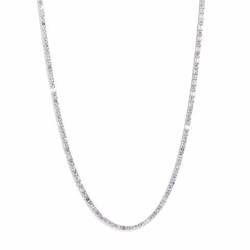 Round and Emerald Cut 17ctw Diamond Tennis Necklace - 1