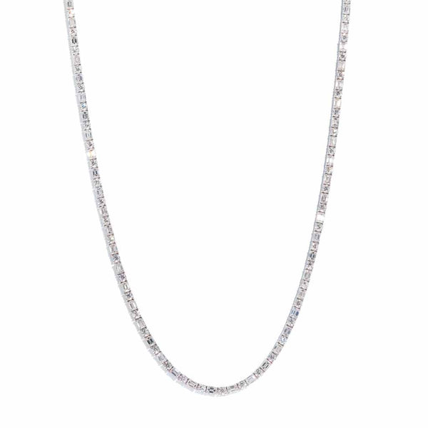Round and Emerald Cut 17ctw Diamond Tennis Necklace - 1