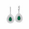 White Gold Emerald Dangle with Multi-Shaped Diamonds Earrings - 1