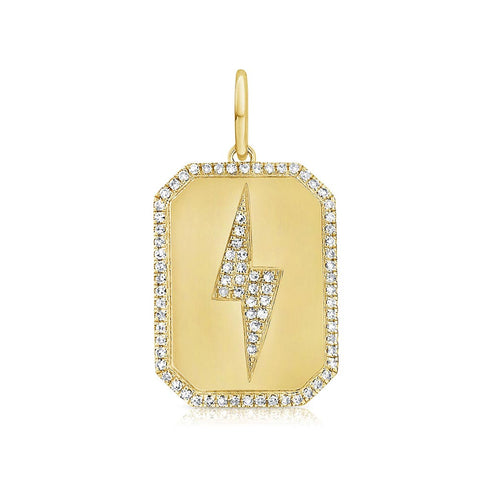 Halo Lightning Bolt Dog Tag Pave Diamond Charm - 1