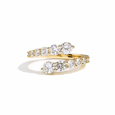 Yellow Gold Bypass Ring With 1.35ctw Diamonds Fashion Ring - 1