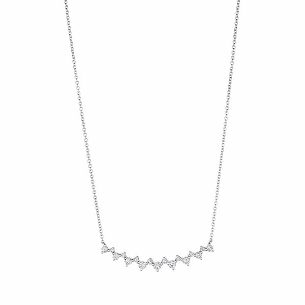 White Gold With 0.89ctw Stationary Zig-Zag Diamonds Necklace - 1