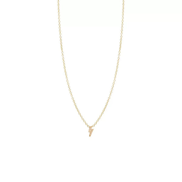 Itty Bitty Pave Diamond Lightning Bolt Necklace - 1