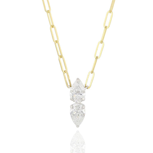 Two Pear Diamond Necklace - 1