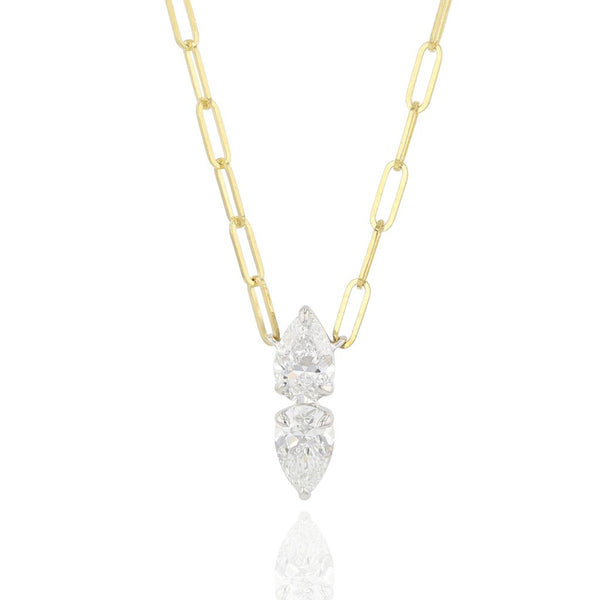 Two Pear Diamond Necklace - 1
