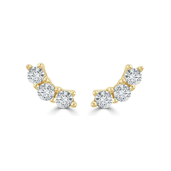 3 Curved Diamond Earrings - 1
