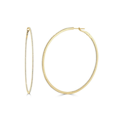 Hoop 2.5in Diamond Earrings 1ctw - 1