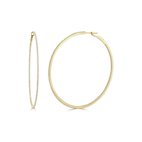 Hoop 2.5in Diamond Earrings 1ctw - 1
