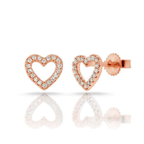 Diamond Open Heart Stud Earring - 1
