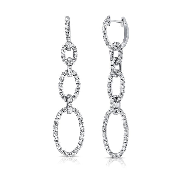 Diamond Paperclip Link Drop Earrings - 1
