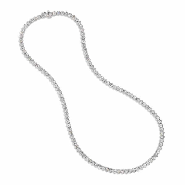White Gold Asscher Diamond Tennis Necklace - 1