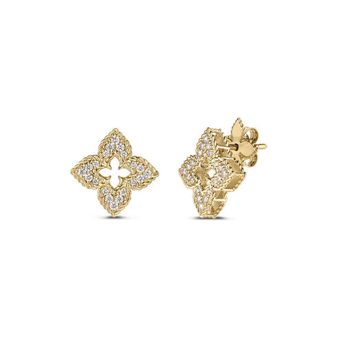 Ventian Princess Small Diamond Pave Flower Studs - 1