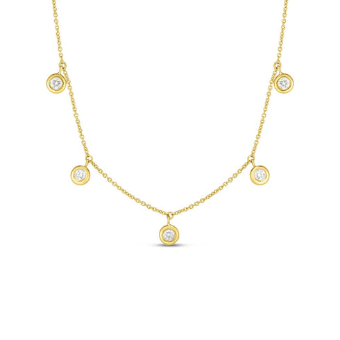 Five Diamond Drop Station Necklace - 1