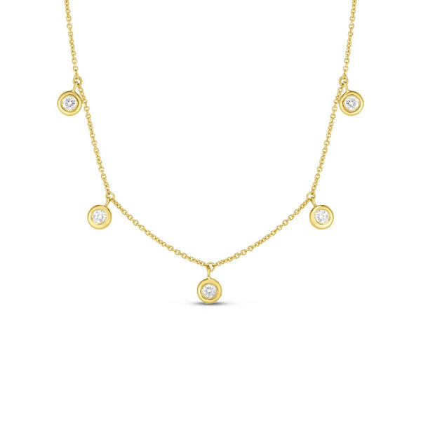 Five Diamond Drop Station Necklace - 1