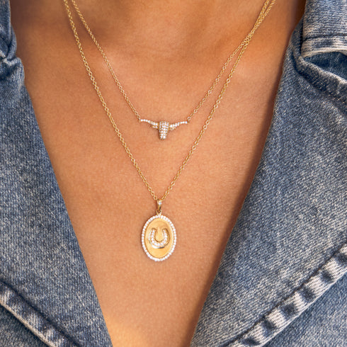 Diamond Horseshoe Tag Pendant - 2