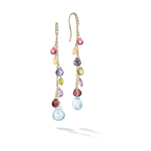 Paradise Collection Diamond And Mixed Gemstone Long Drop Earrings - 1