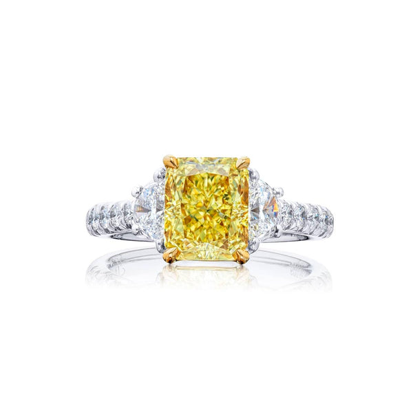 Yellow And White Diamond Engagement Ring - 1