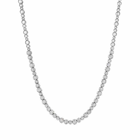 White Gold Tennis With 6.78ctw Bezel Set Diamonds Necklace - 1