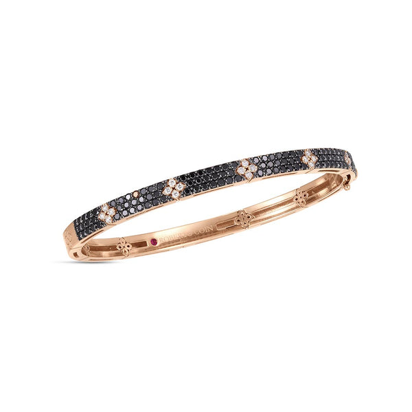Gold Love In Verona Black And Diamond Bangle - 1
