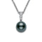 Morning Dew Diamond And Black South Sea Pearl Pendant - 1