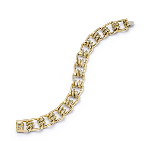 HUXLEY 18K GOLD AND DIAMOND COIL LINK BRACELET - 1