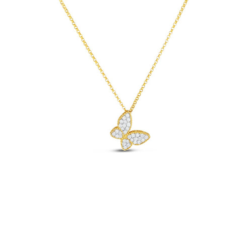 Gold Butterfly Pendant With Diamonds - 1